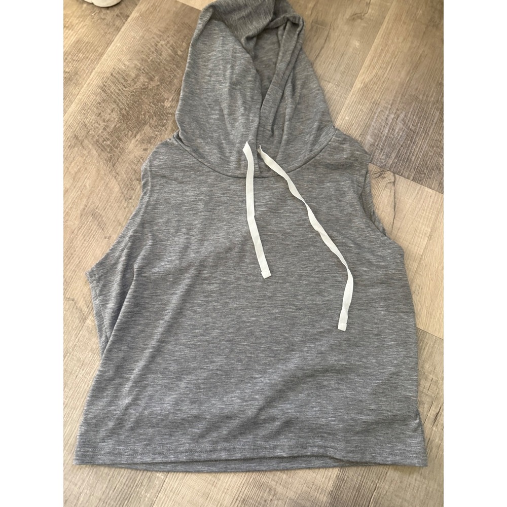 Heather Gray Sleeveless Cropped Hoodie | Size Small | Lightweight Athleisure